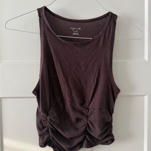 UO Out from Under Cotton Ruched Muscle Tank (Eggplant | Dark Purple | L)